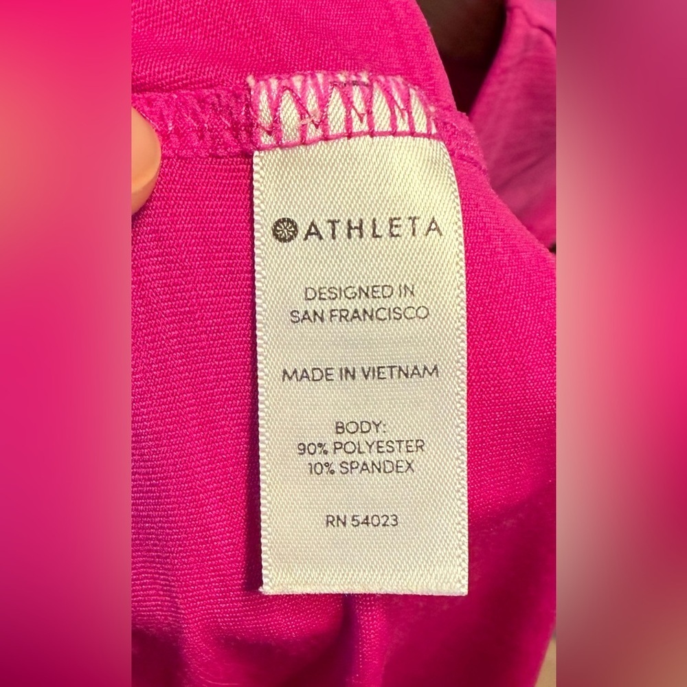 Athleta Fuchsia Sleeveless Pacific Contoured Tank Quarter Zip with Ruching - Picture 5 of 6